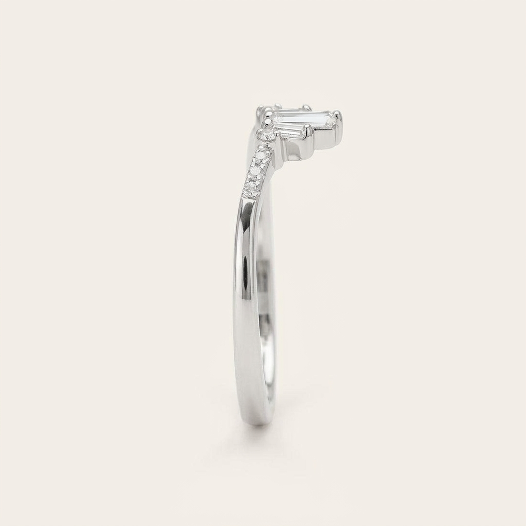 Moissanite 0.30 CT Baguette & Round Cut Diamond Ring