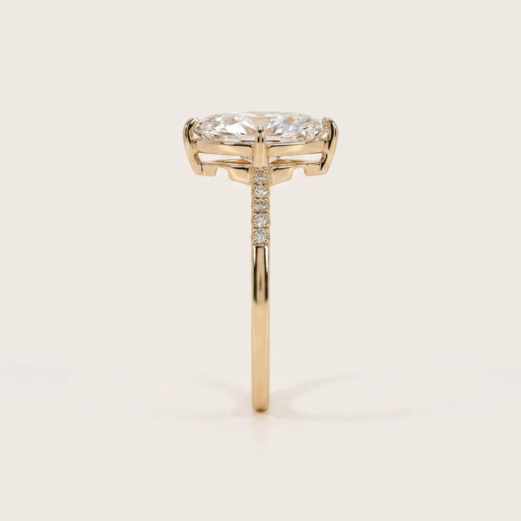 Lab Grown 2.50 CT Lozenge Cut Diamond Solitaire Ring