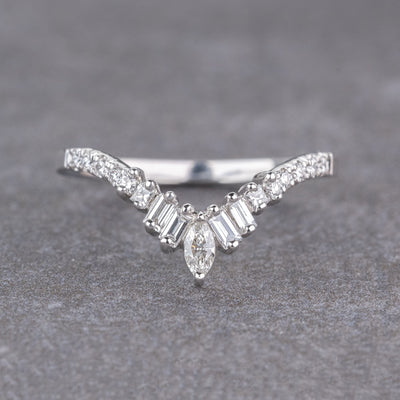 Moissanite 0.55CT Marquise Diamond Art Nouveau Anniversary Gift Band