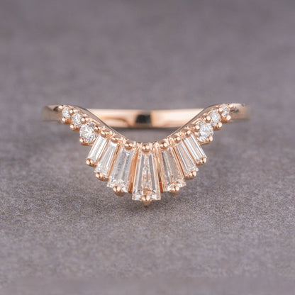 Moissanite 0,56 CT stokbrood diamant avant-garde vintage stijl band