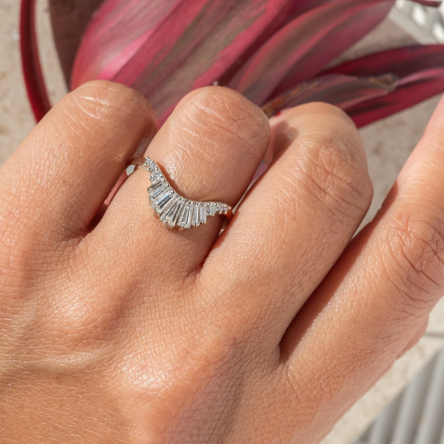 Moissanite 0,56 CT stokbrood diamant avant-garde vintage stijl band