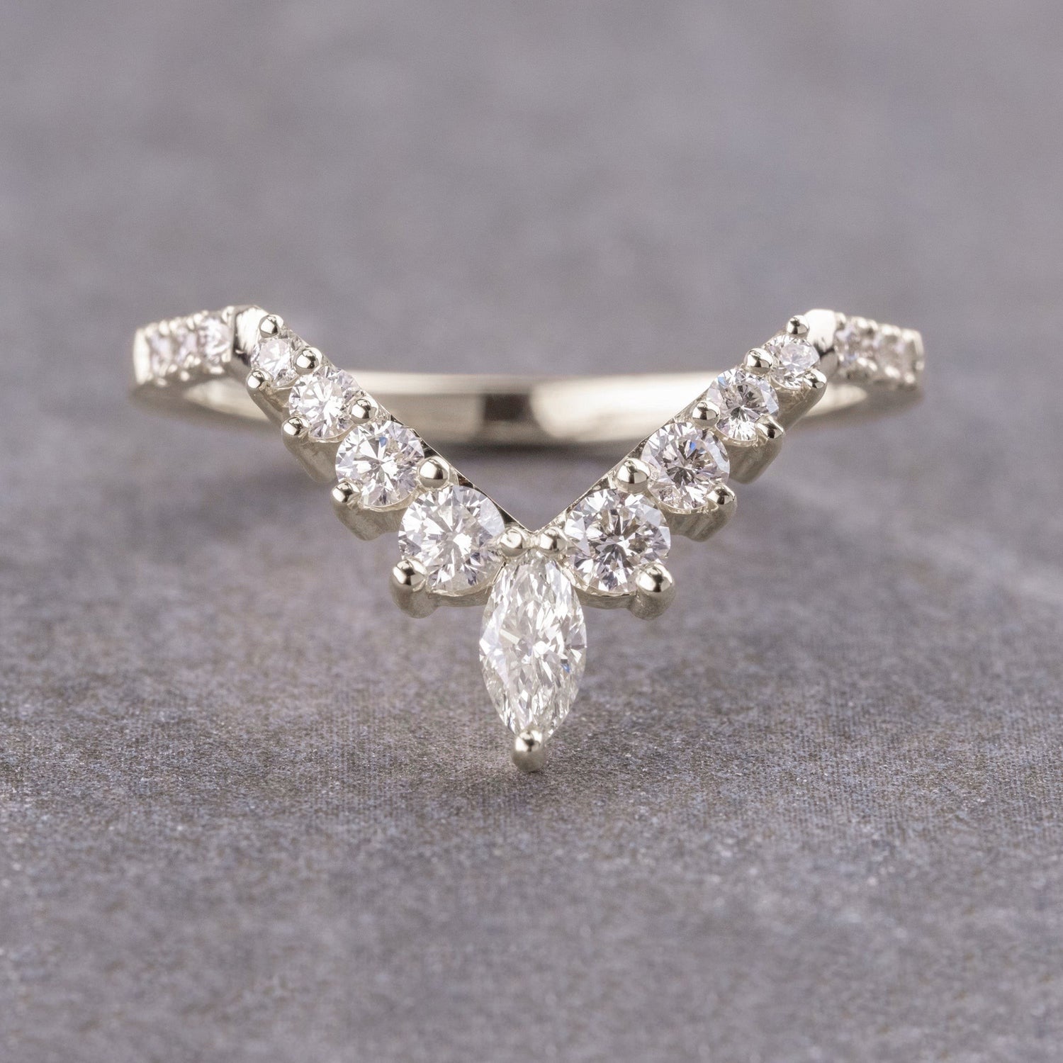 Moissanite 0.46CT Marquise Diamond Boho &amp; Hippie Birthday Gift Band