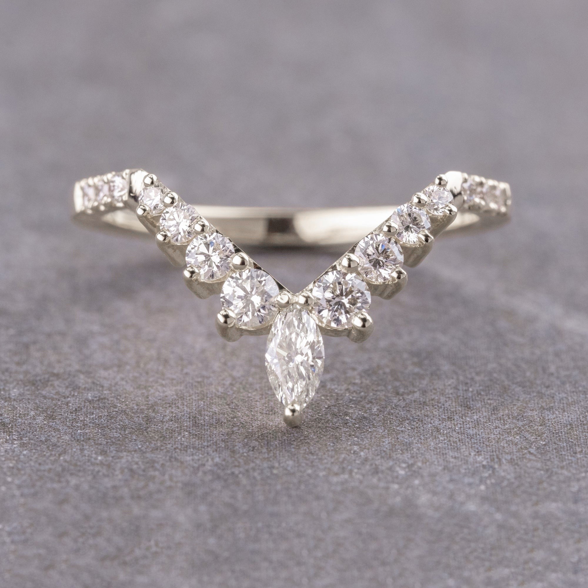 Moissanite 0.46CT Marquise Diamond Boho &amp; Hippie Birthday Gift Band