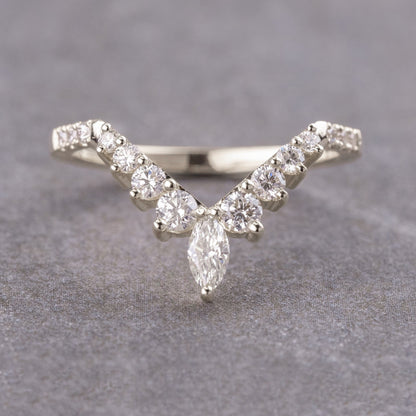 Moissanite 0.46CT Marquise Diamond Boho &amp; Hippie Birthday Gift Band