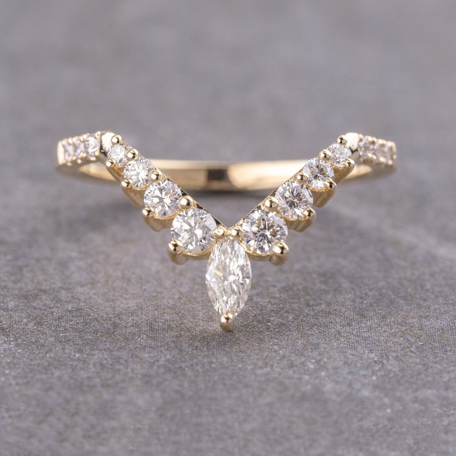 Moissanite 0.46CT Marquise Diamond Boho &amp; Hippie Birthday Gift Band