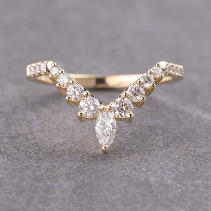 Moissanite 0.46CT Marquise Diamond Boho &amp; Hippie Birthday Gift Band