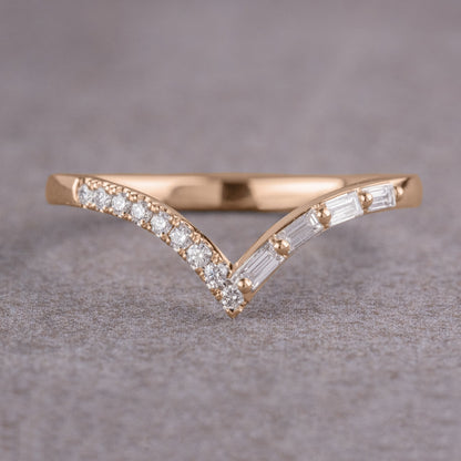 Moissanite 0.25CT Round &amp; Baguette Diamond Art Deco Valentine Gift Band