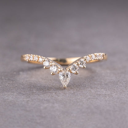 Moissanite 0.32CT Pear Diamond Boho &amp; Hippie Band