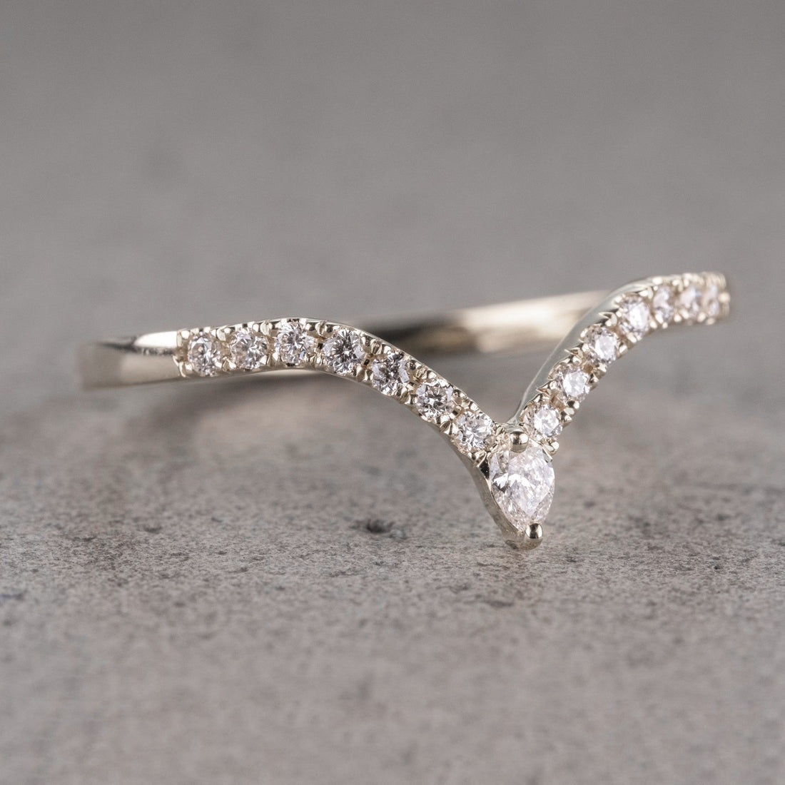 Moissanite 0.22CT Pear Diamond Brutalist Anniversary Gift Band