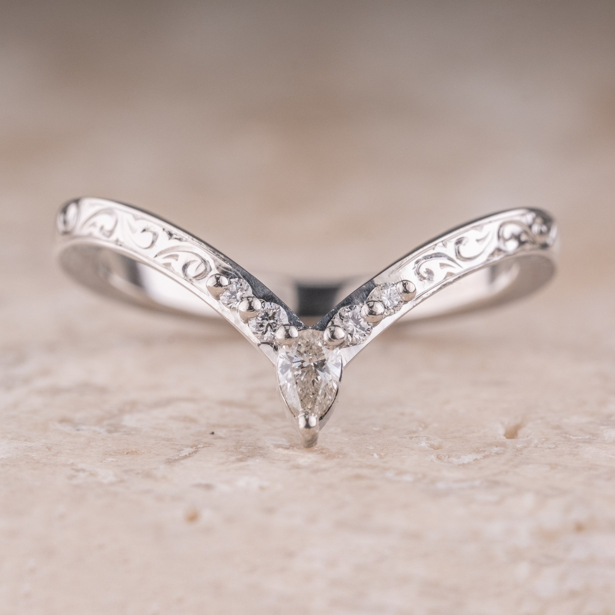 Moissanite 0.16CT Pear Diamond Victorian Anniversary Band