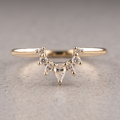 Moissanite 0.16CT Pear Diamond Boho & Hippie Engagement Band