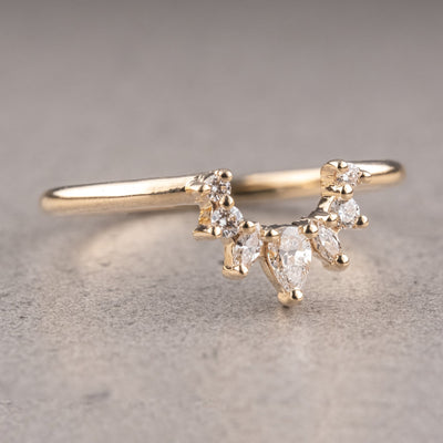 Moissanite 0.16CT Pear Diamond Boho & Hippie Engagement Band