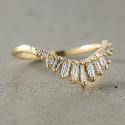 Moissanite 0.39CT Baguette Diamond Mid-Century Anniversary Band