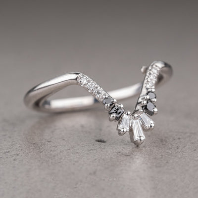 Moissanite 0.20CT Baguette Diamond Brutalist Wedding Band