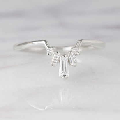 Moissanite 0.25CT Baguette Diamond Gothic Anniversary Band