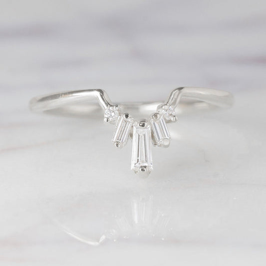Moissanite 0.25CT Baguette Diamond Gothic Anniversary Band