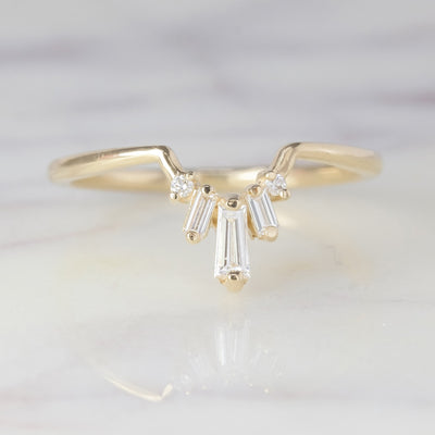 Moissanite 0.25CT Baguette Diamond Gothic Anniversary Band