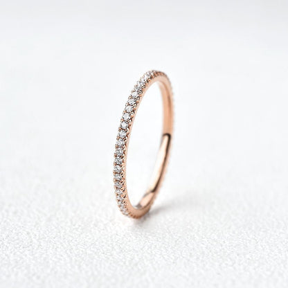 Moissanite 0.40CT Round Diamond Mid-Century Engagement Band