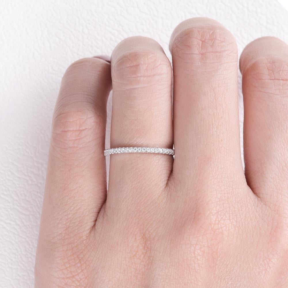 Moissanite 0.40CT ronde diamant Mid-Century verlovingsring