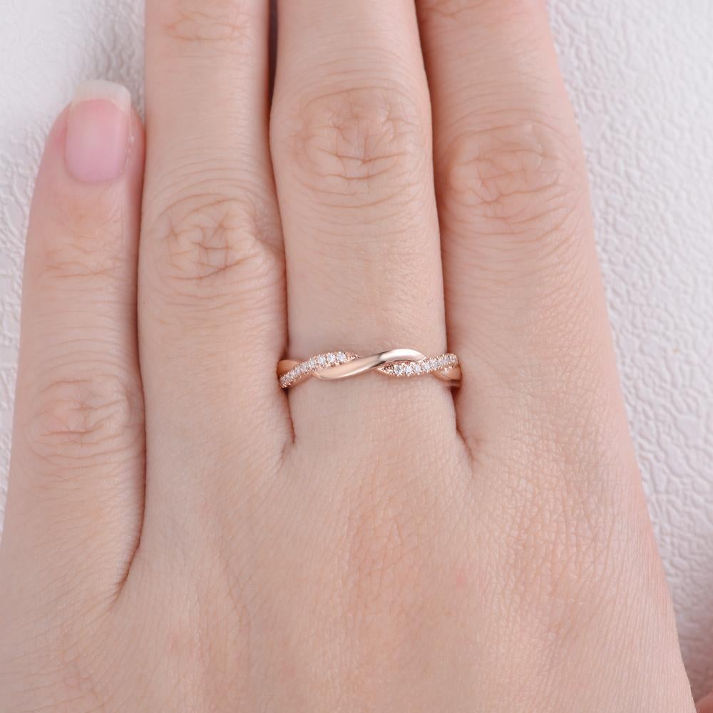 Moissanite 0.25CT ronde diamant minimalistische handgemaakte band