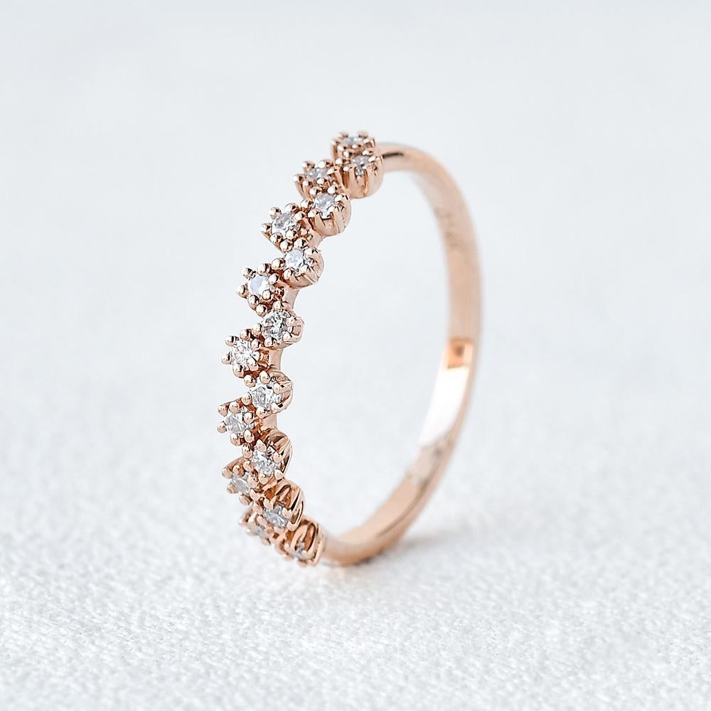 Moissanite 0.17CT Round Diamond Boho &amp; Hippie Wedding Band