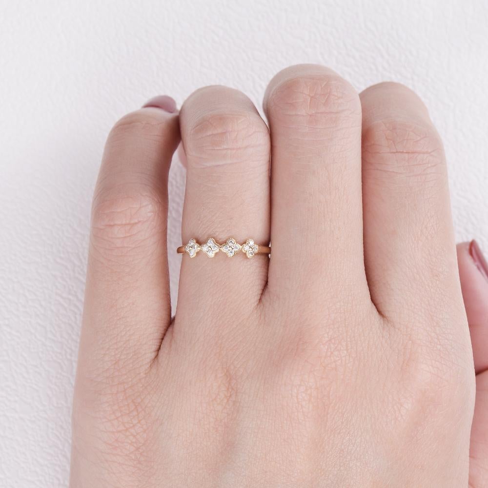 Moissanite 0.12CT ronde diamant Edwardiaanse handgemaakte band