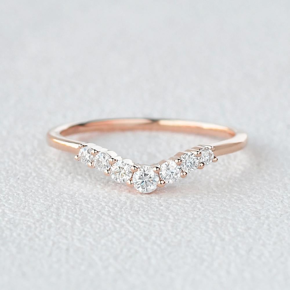 Moissanite 0.22CT Round Diamond Gothic Engagement Band