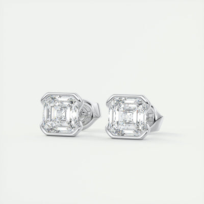 Moissanite 1.0CT Asscher Diamond Stud Earring