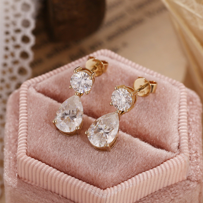 Moissanite 4.0CT Round &amp; Pear Diamond Fashion Earring