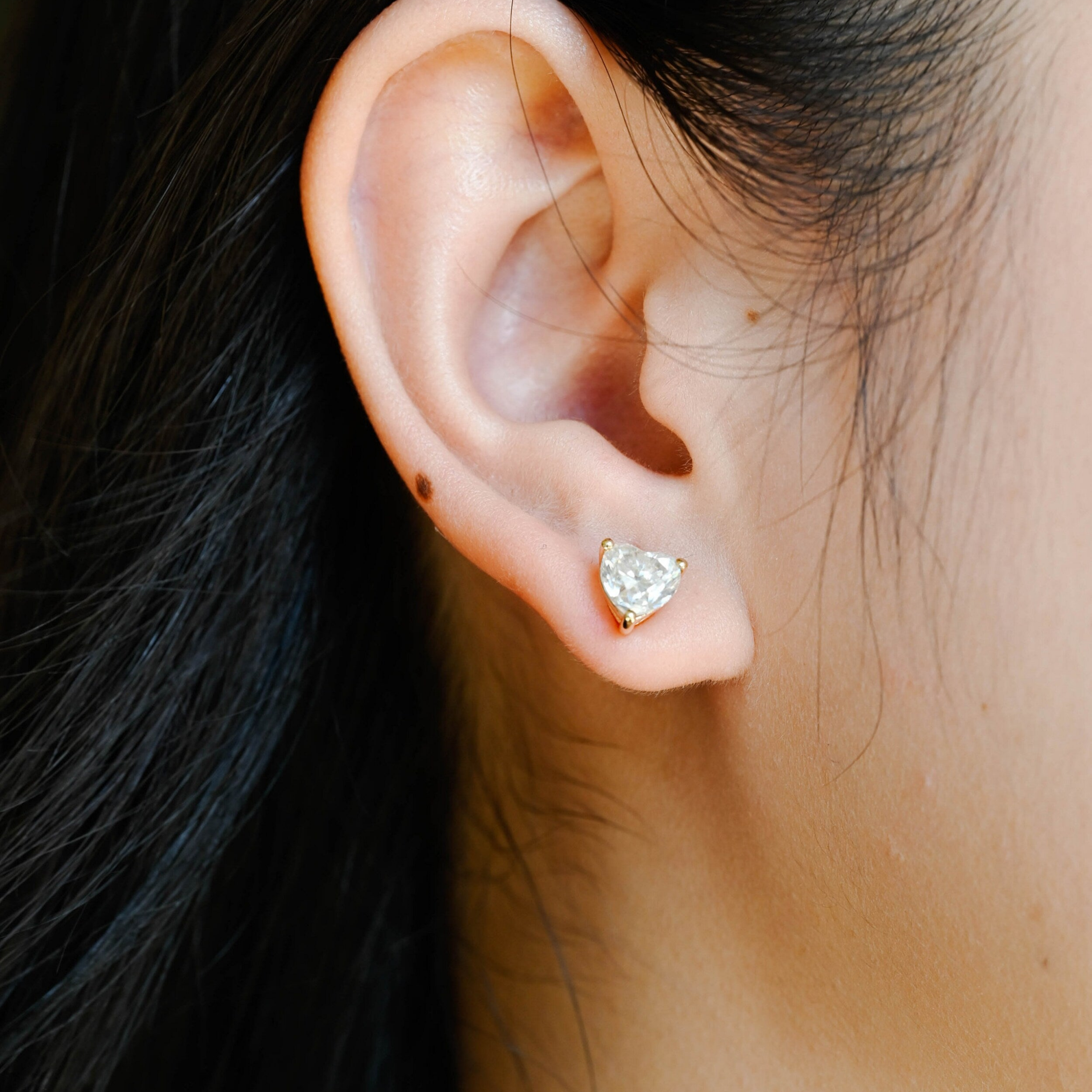 Moissanite 3.0CT Heart Diamond Stud Earring