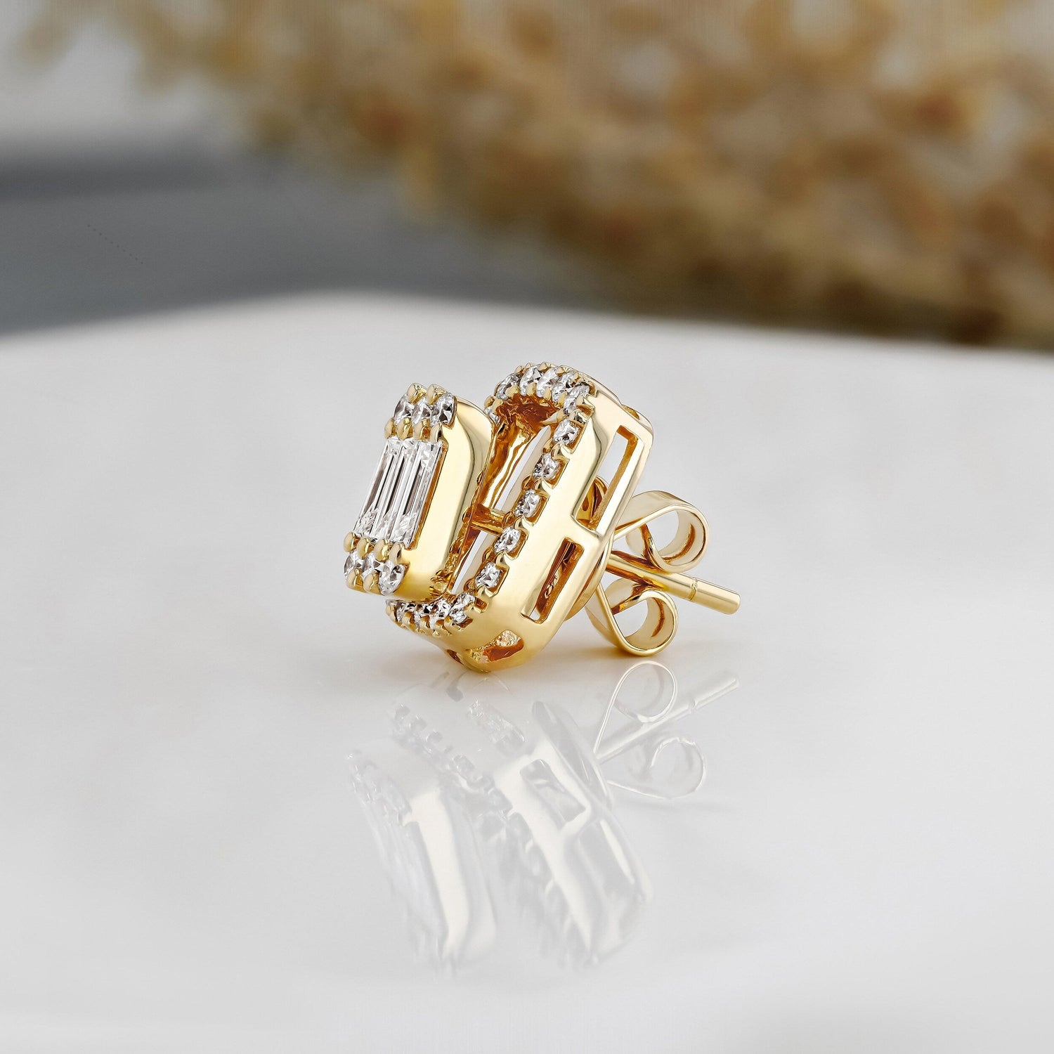 Moissanite 0.93CT ronde en baguette diamant mode oorbel