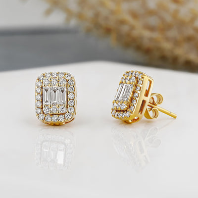 Moissanite 0.93CT ronde en baguette diamant mode oorbel