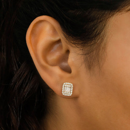 Moissanite 0.93CT ronde en baguette diamant mode oorbel