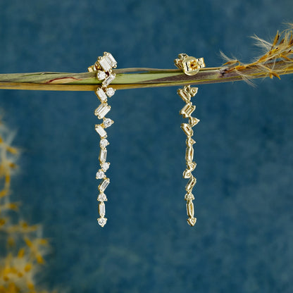 Moissanite 0.77CT ronde en baguette diamant mode oorbel