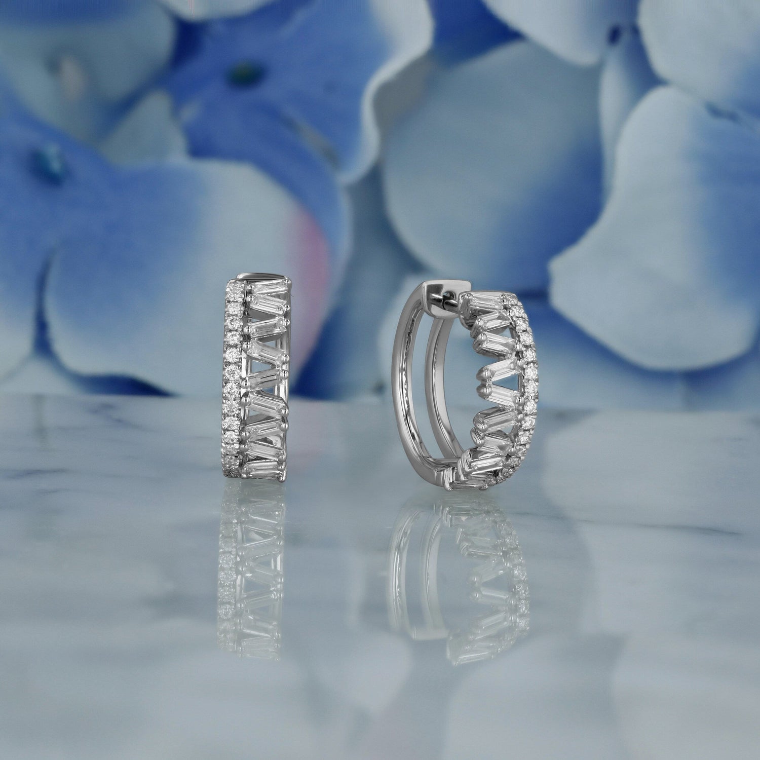 Moissanite 0.81CT ronde en baguette diamanten creolen