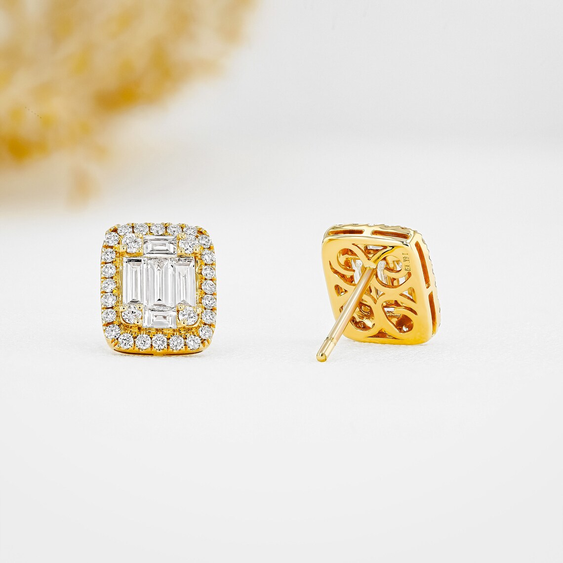 Moissanite 1.30CT ronde en baguette diamant mode oorbel