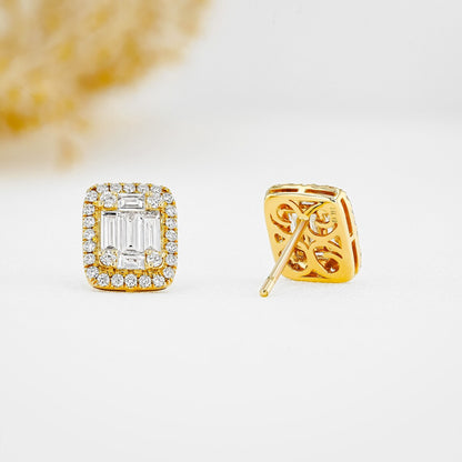 Moissanite 1.30CT ronde en baguette diamant mode oorbel