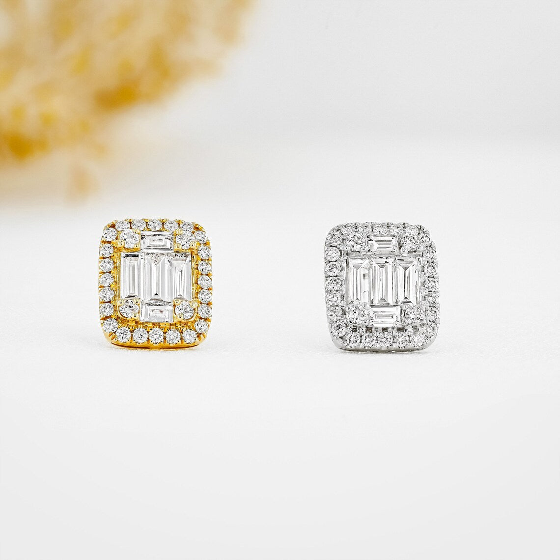 Moissanite 1.30CT ronde en baguette diamant mode oorbel