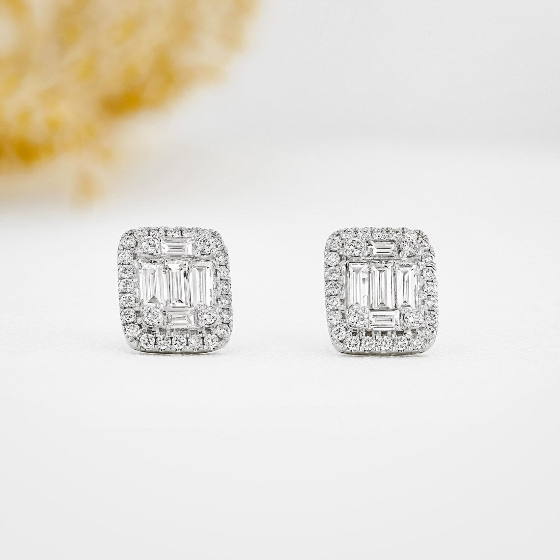 Moissanite 1.30CT ronde en baguette diamant mode oorbel