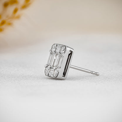 Moissanite 0.99CT ronde en baguette diamant mode oorbel