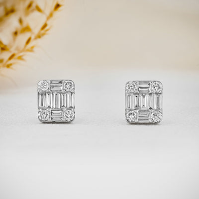 Moissanite 0.99CT ronde en baguette diamant mode oorbel