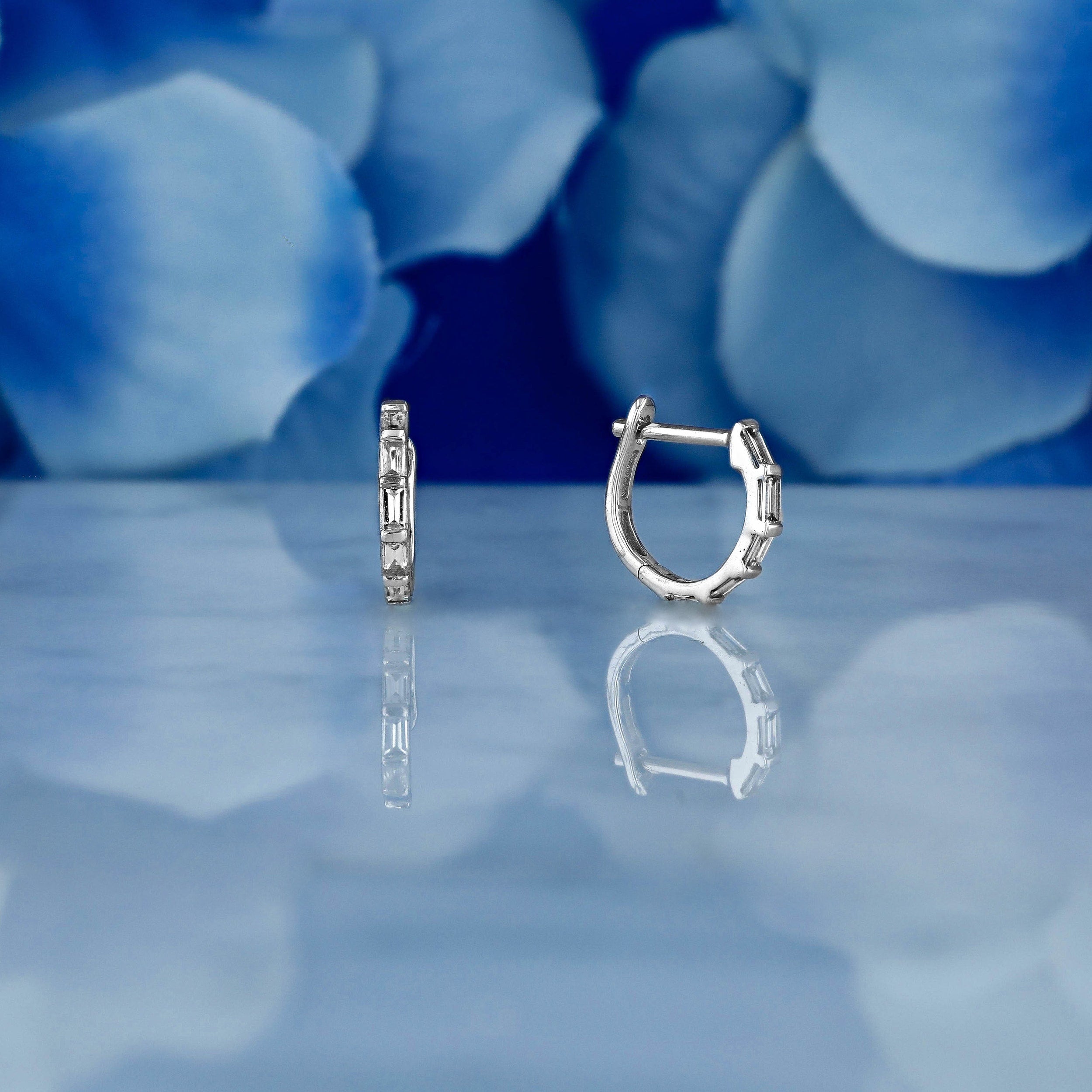 Moissanite 0.22CT Baguette Diamond Hoop Earring