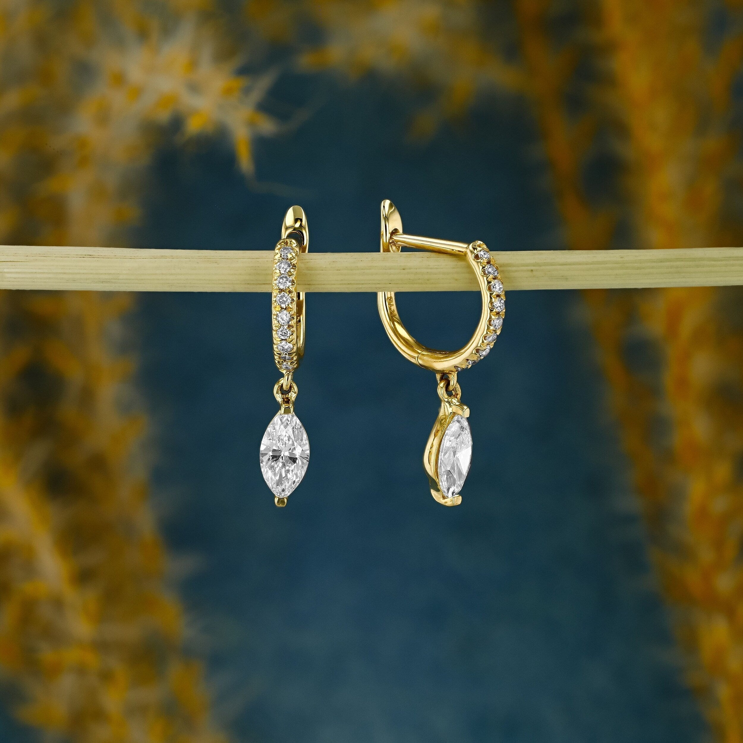 Moissanite 0.63CT Round &amp; Marquise Diamond Hoop Earring