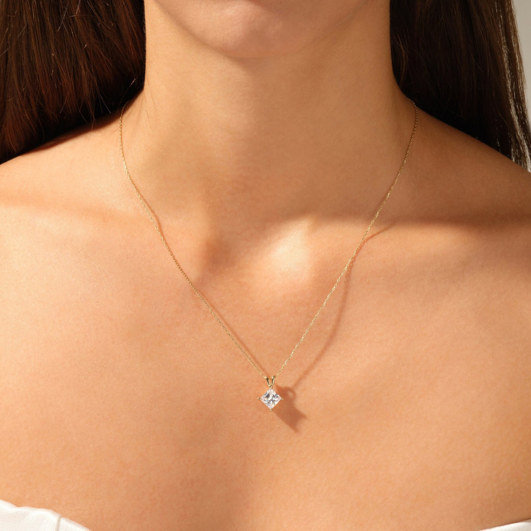 Moissanite 1.0CT Princess Diamond Necklace