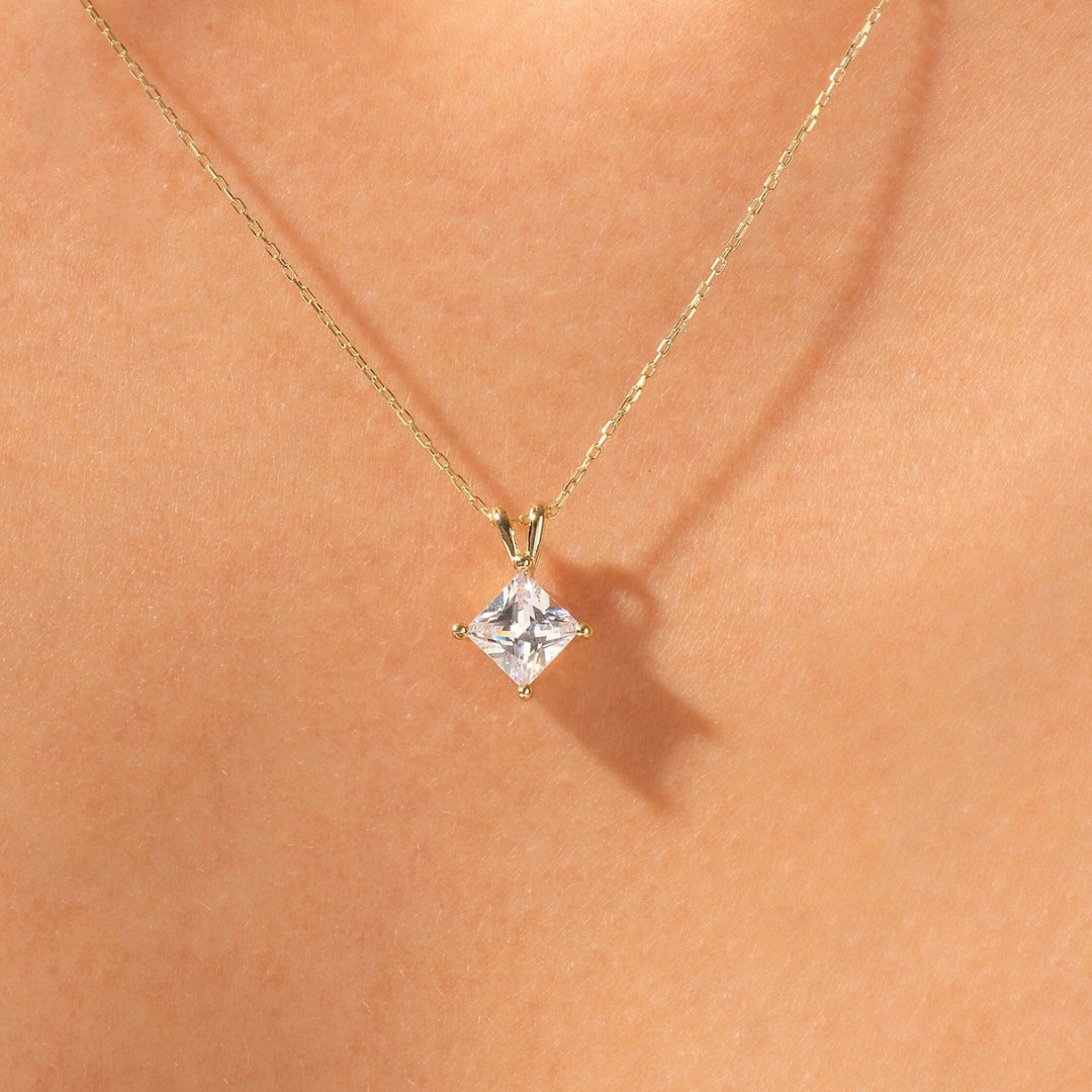 Moissanite 1.0CT Princess Diamond Necklace