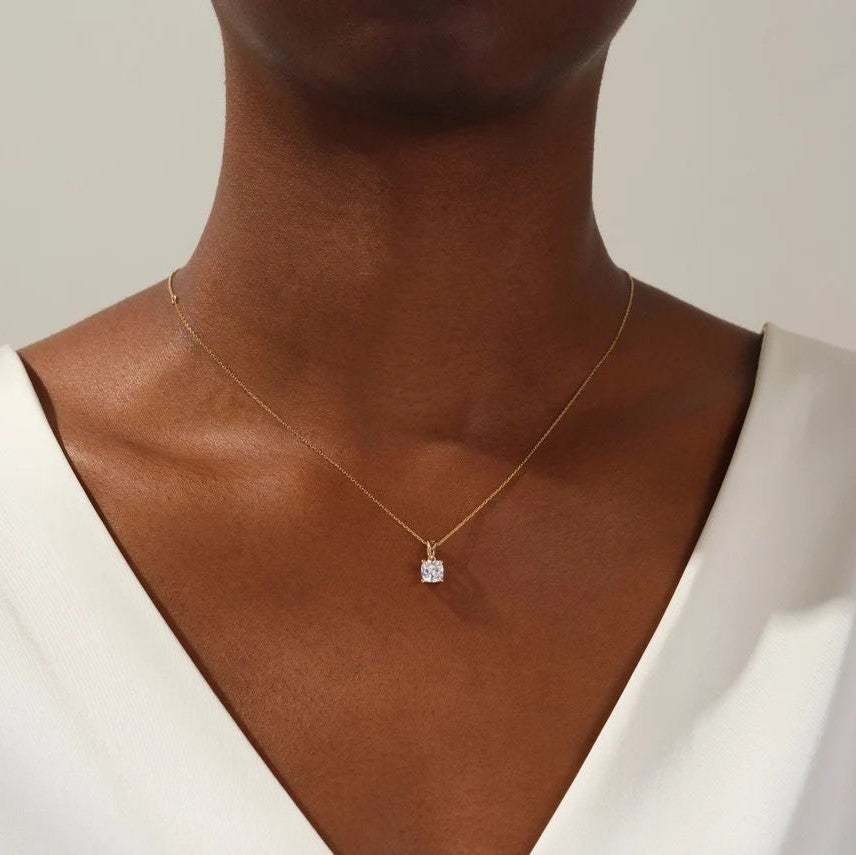 Moissanite 1.0CT Cushion Diamond Necklace