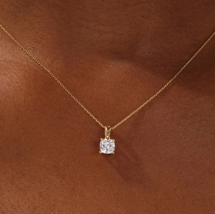 Moissanite 1.0CT Cushion Diamond Necklace