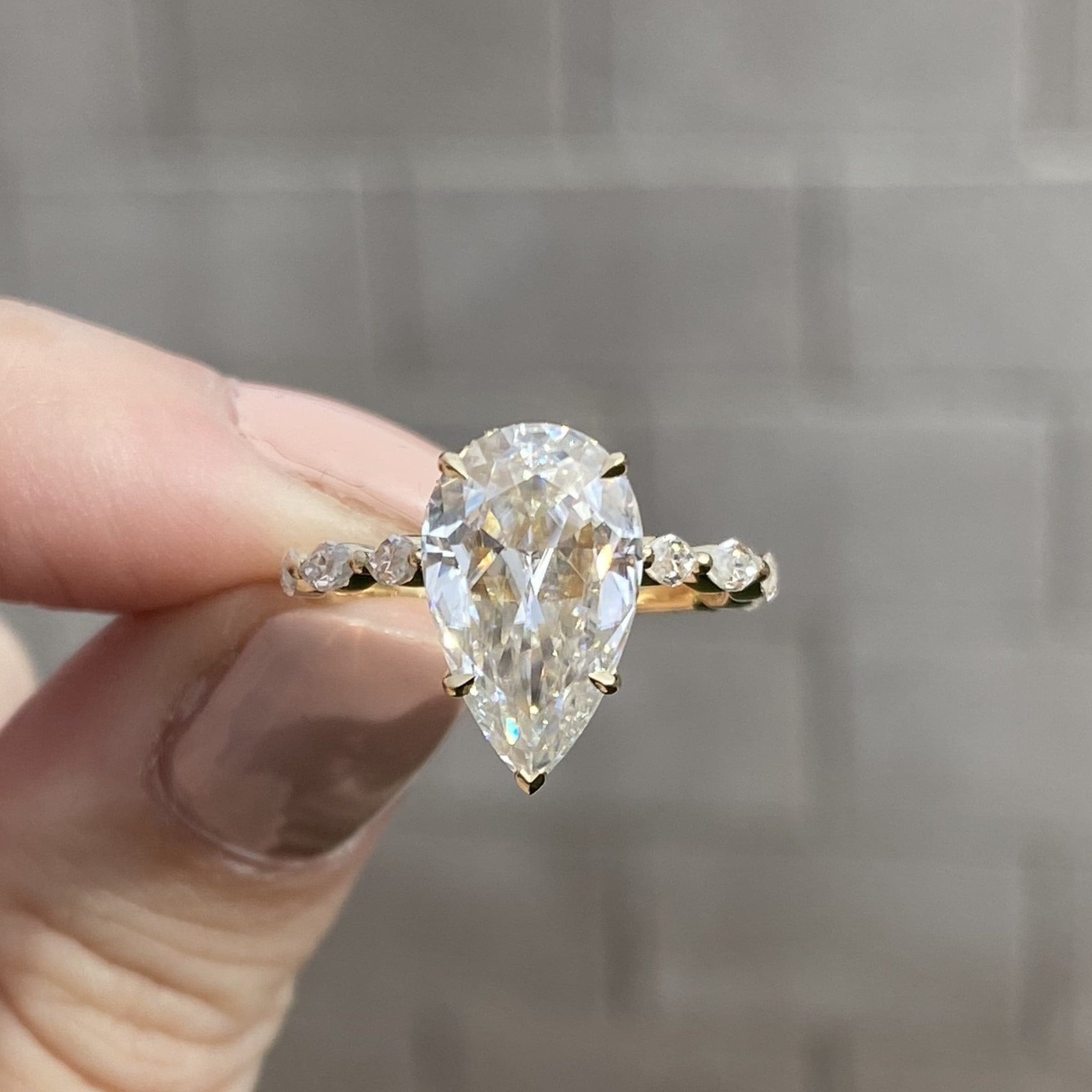 Moissanite 3.10CT pære diamant art deco unik forlovelsesring | Håndlavet ring | Jubilæumsring