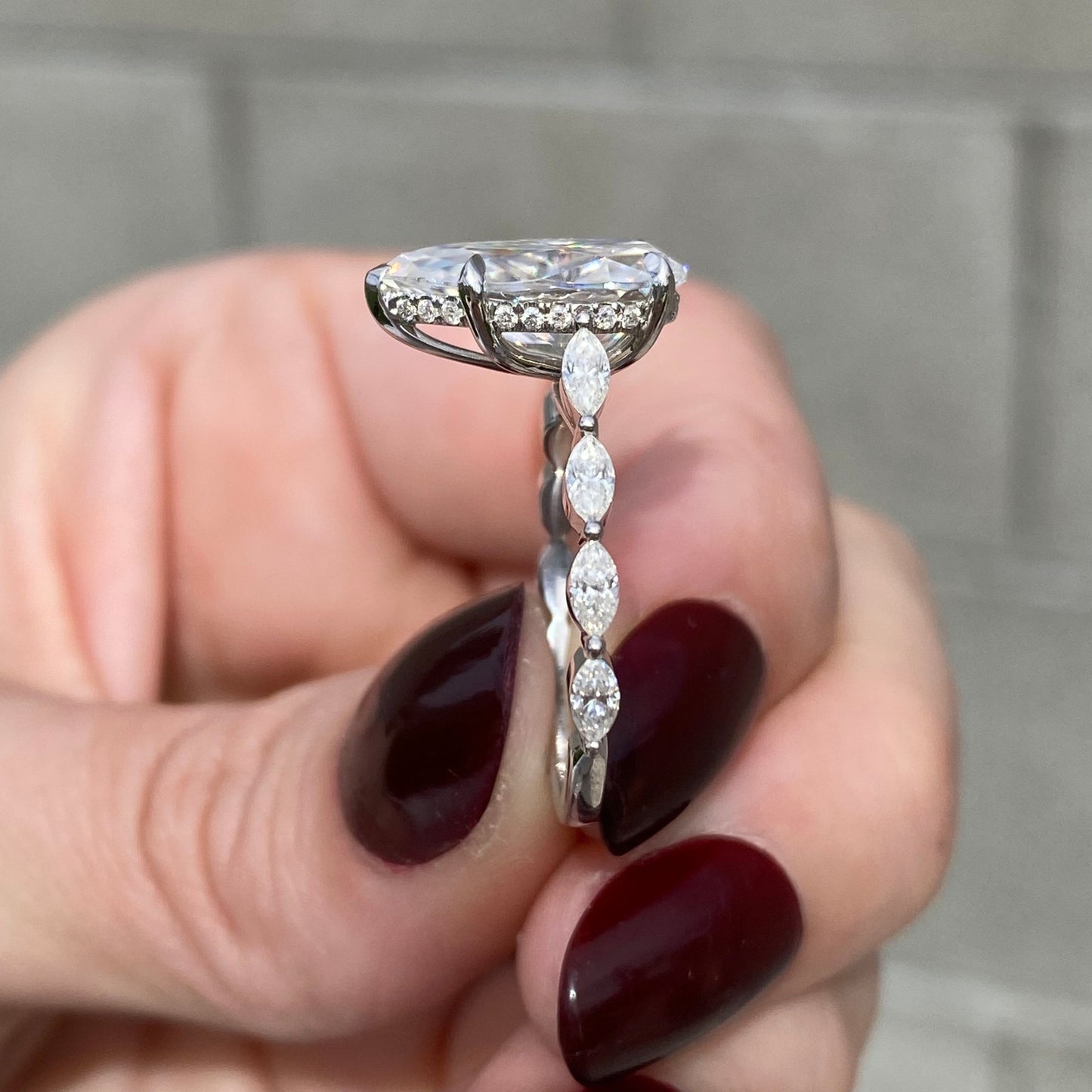 Moissanite 3.10CT Pear Diamond Art Deco Unique Wedding Ring