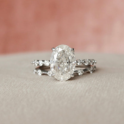 Moissanite 3.35 CT Oval Diamond Boho &amp; Hippie Engagement Ring